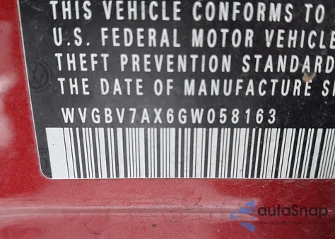 2016 Volkswagen Tiguan Se from USA, damaged, VIN WVGBV7AX6GW058163